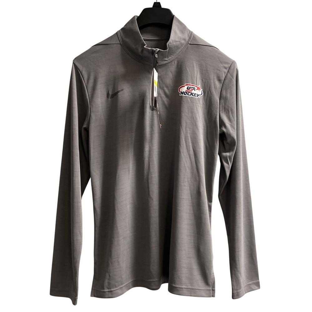 Nike Dri Fit Mens S USA Hockey Gray Intensity 1/4 Zip Pullover Performance